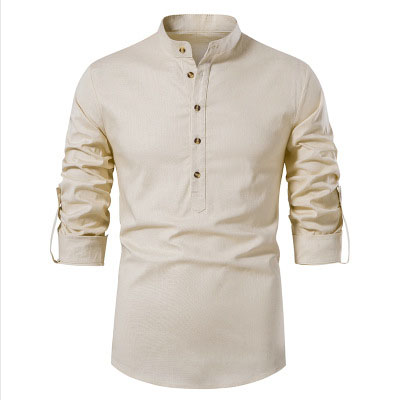 Men's Solid Color Casual Chic Long Sleeve Henley Shirt