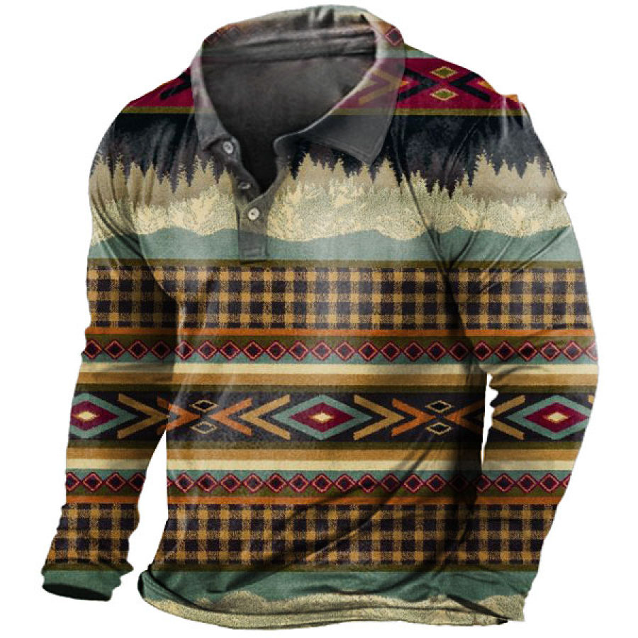 

Aztec Men' Polo Long Sleeve Shirt