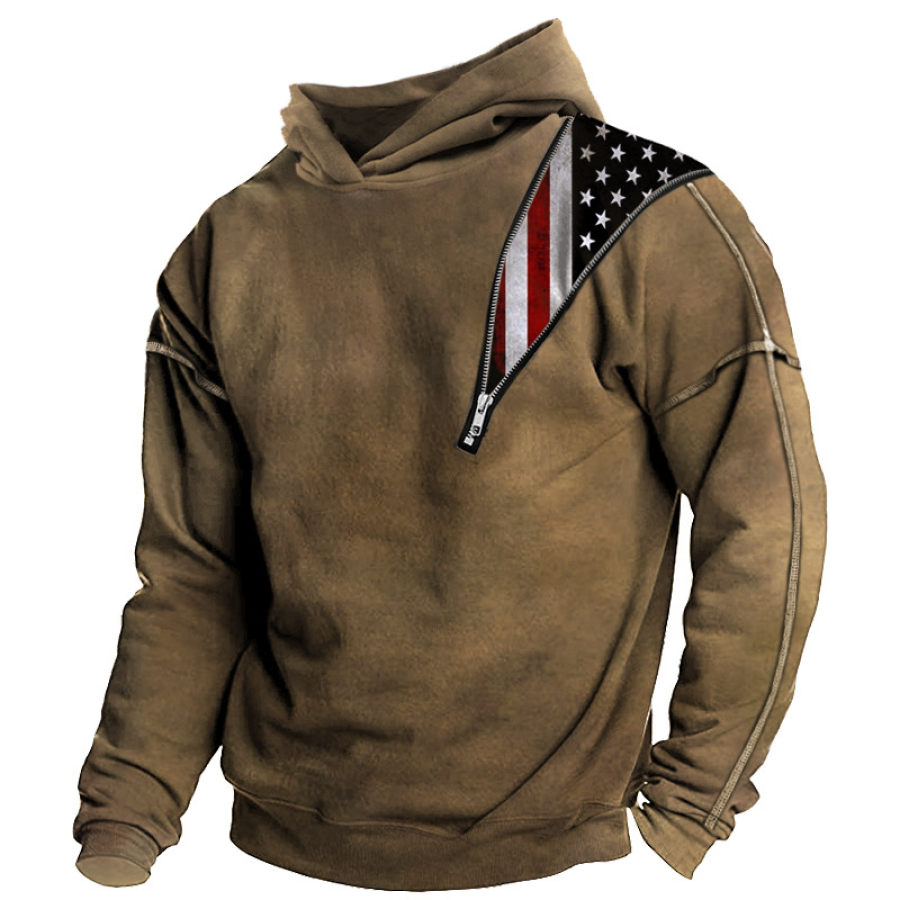 

Men's Vintage American Flag Print Tactical Hoodie Sweatshirt