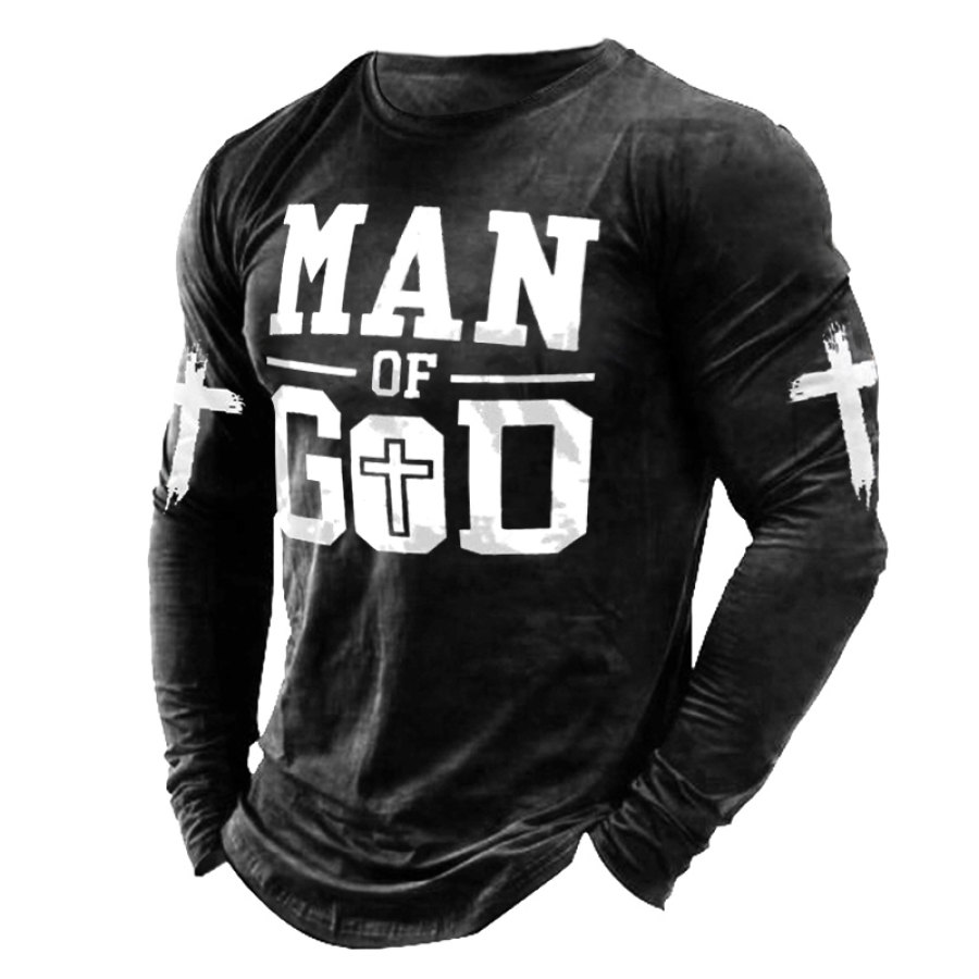 

Man Of God Men's Jesus Christ Cross Print T-Shirt
