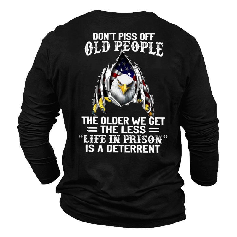 Dont Piss Off Old Chic People Men's American Eagle Print Cotton T-shirt