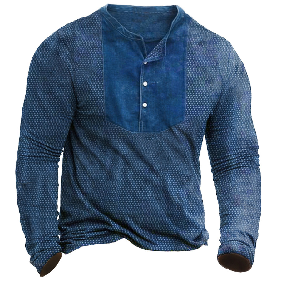 

Men's Vintage Henley Collar T-Shirt