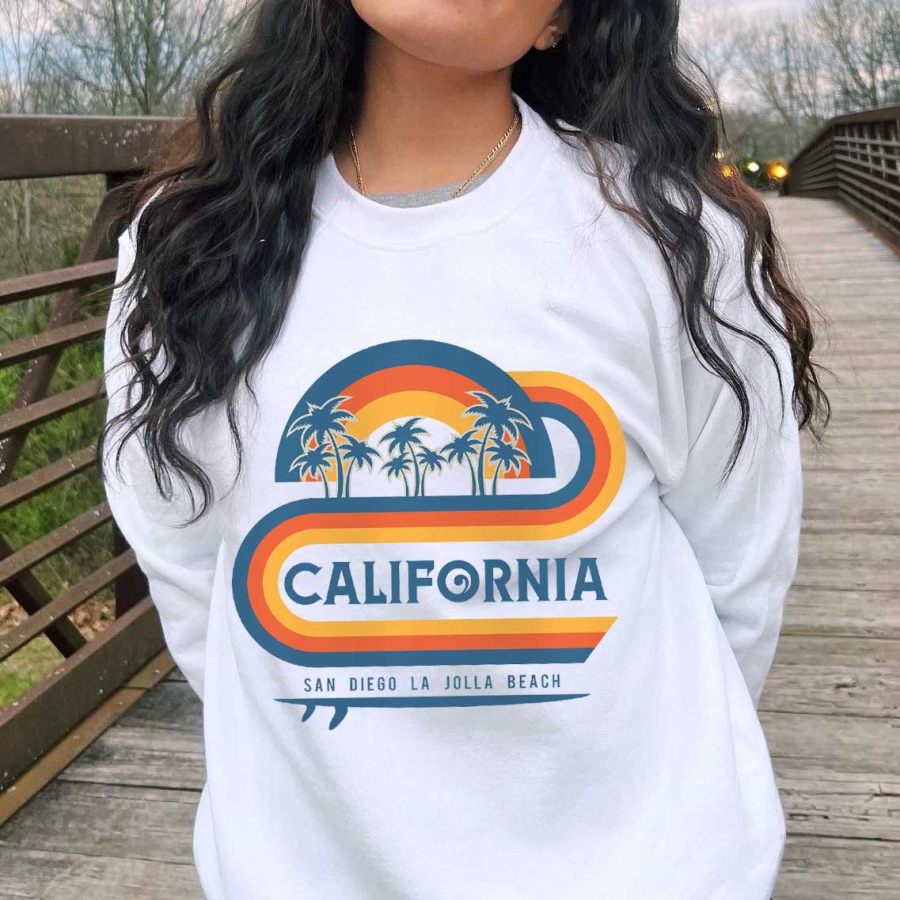 

Women's California San Diego Beach Print Crewneck Sweatshirt