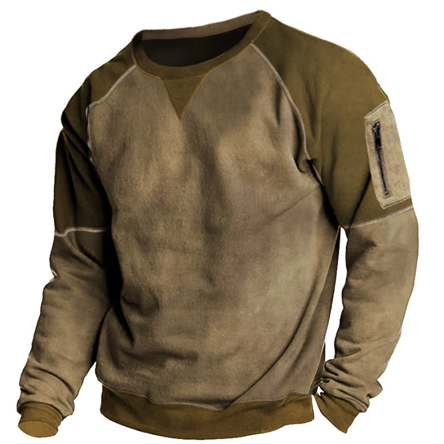 

Men's Outdoor Retro Tactical Contrast Patchwork Sweatshirt