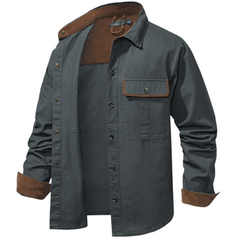Men's Cotton Multi-pocket Patch Chic Corduroy Button Long Sleeve Shirt Jacket
