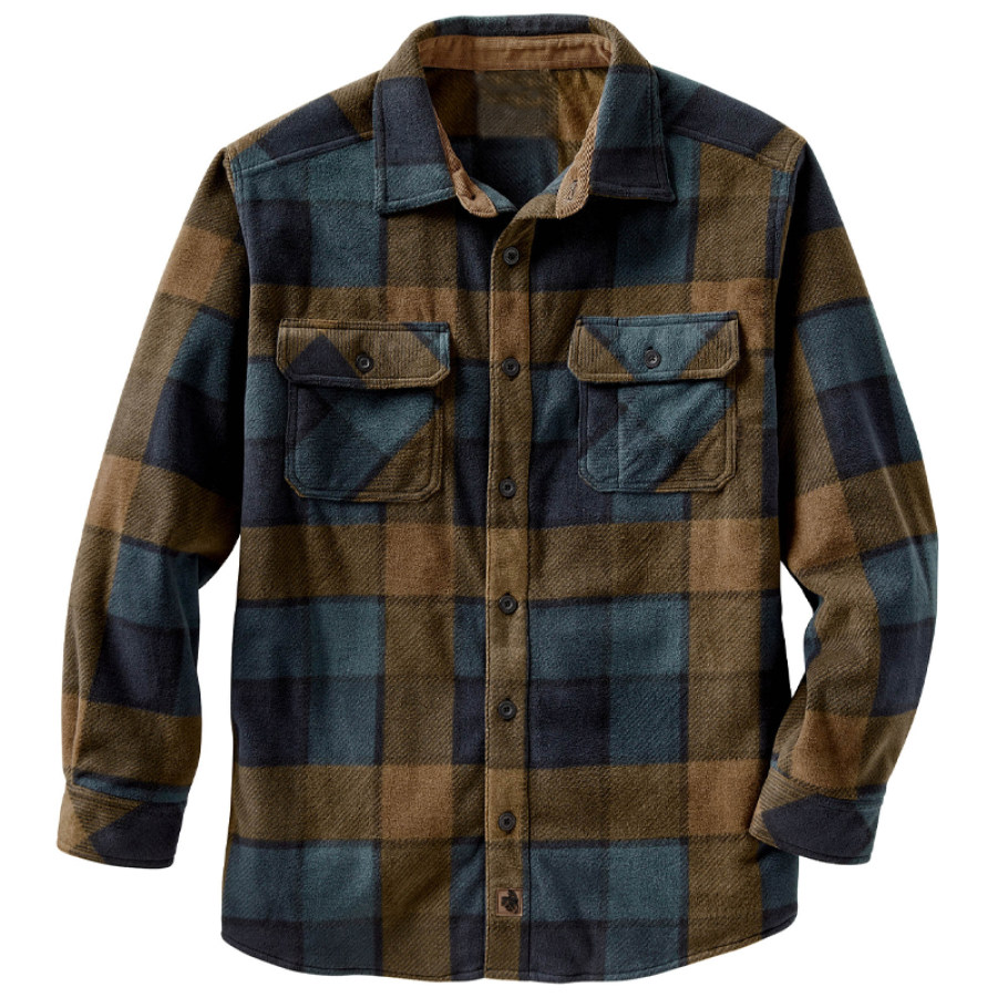 

Men's Vintage Plaid Pocket Shirt Jacket