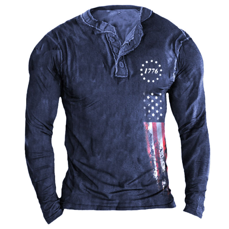 

1776 American Flag Men' Henley Training Shirt