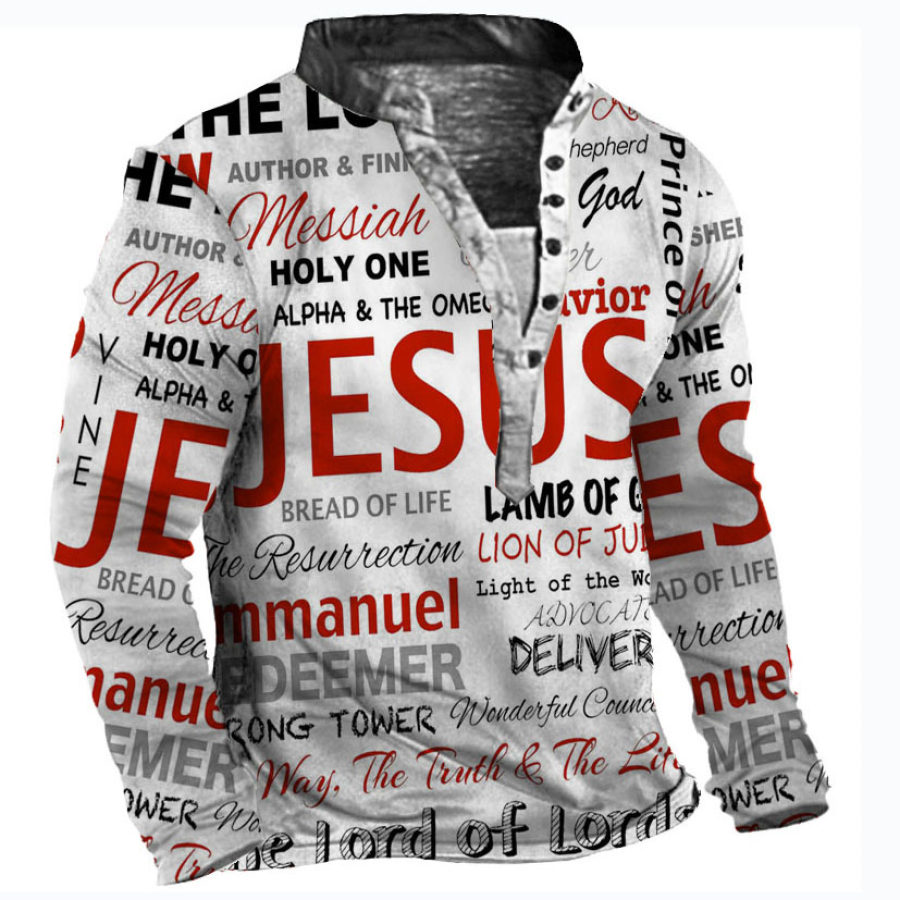 

Jesus Men' Henley Long Sleeve Shirt