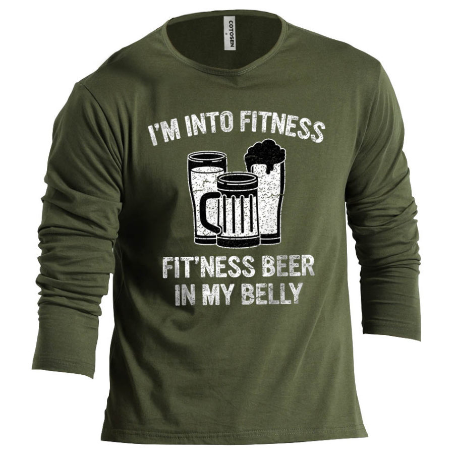 

Men's I'm Into Fitness Beer In My Belly Cotton Long Sleeve T-Shirt