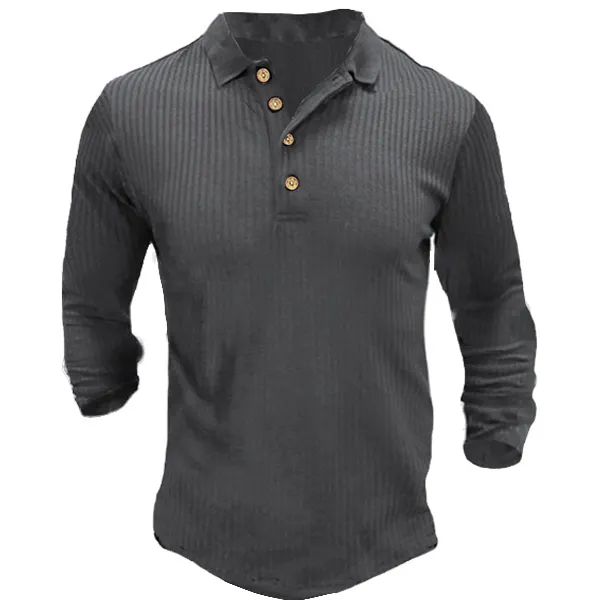 Men's Outdoor Pit Strip Bottoming Long Sleeved Polo T-shirt - Nikiluwa.com 