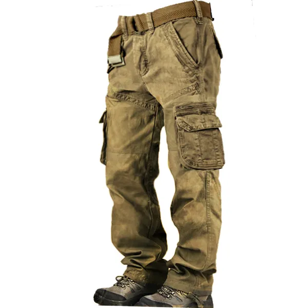 Men's Outdoor Vintage Washed Cotton Washed Multi-pocket Tactical Pants - Sanhive.com 