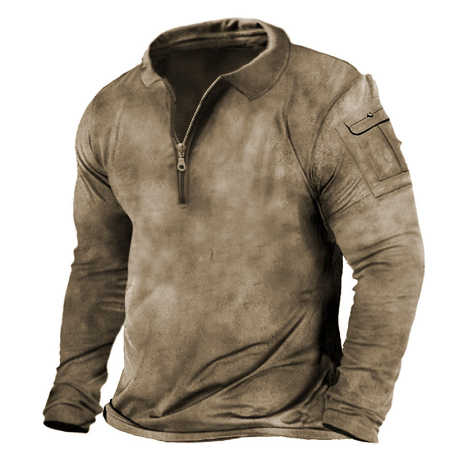 

Men's Retro Outdoor Tactical Zip Half Collar T-Shirt