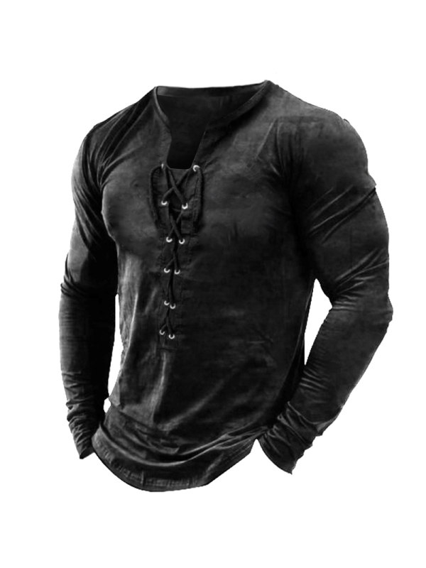 Men's Outdoor Lace-Up Tactical Long Sleeve T-Shirt