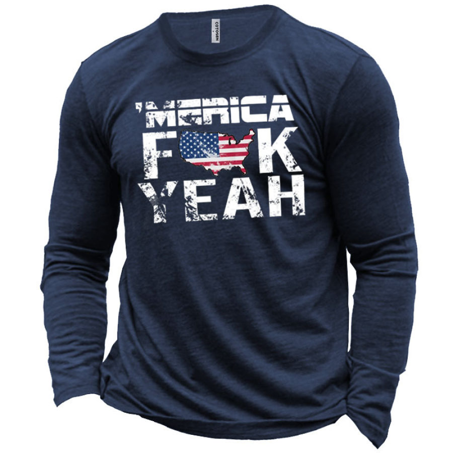 

Merica Fuck Yeah Men's Printed Long Sleeve Cotton T-Shirt