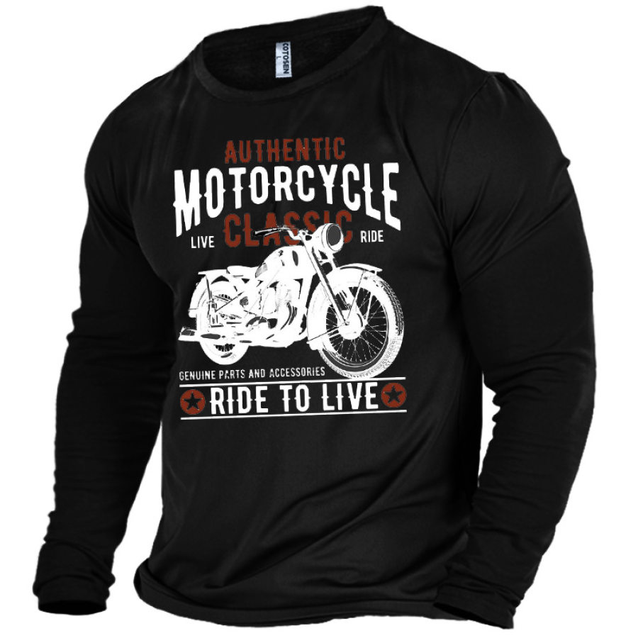 

Ride To Live Men's Motorcycle Cotton Graphic Print T-Shirt