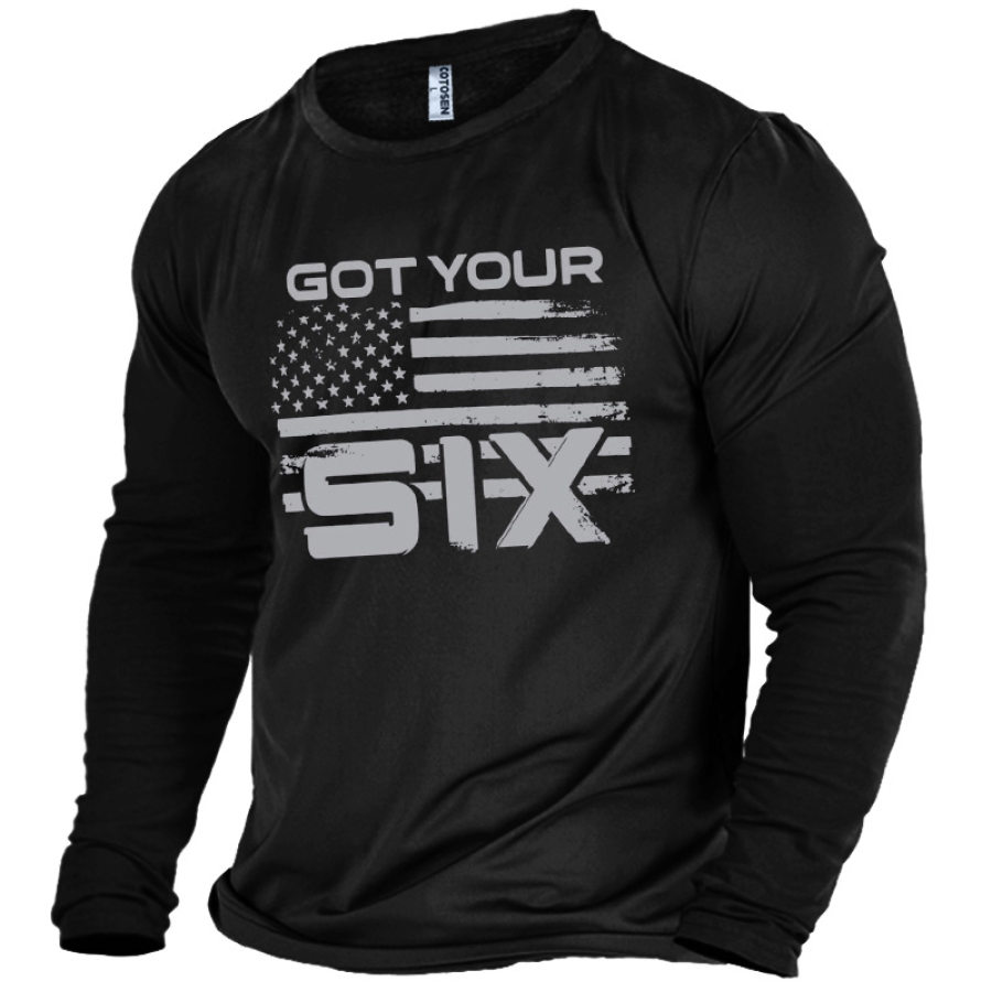 

Got Ypur Six Men's American Flag Graphic Print Cotton T-Shirt