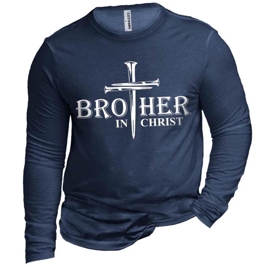

Men's Brother In Christ Cross Cotton Long Sleeve T-Shirt