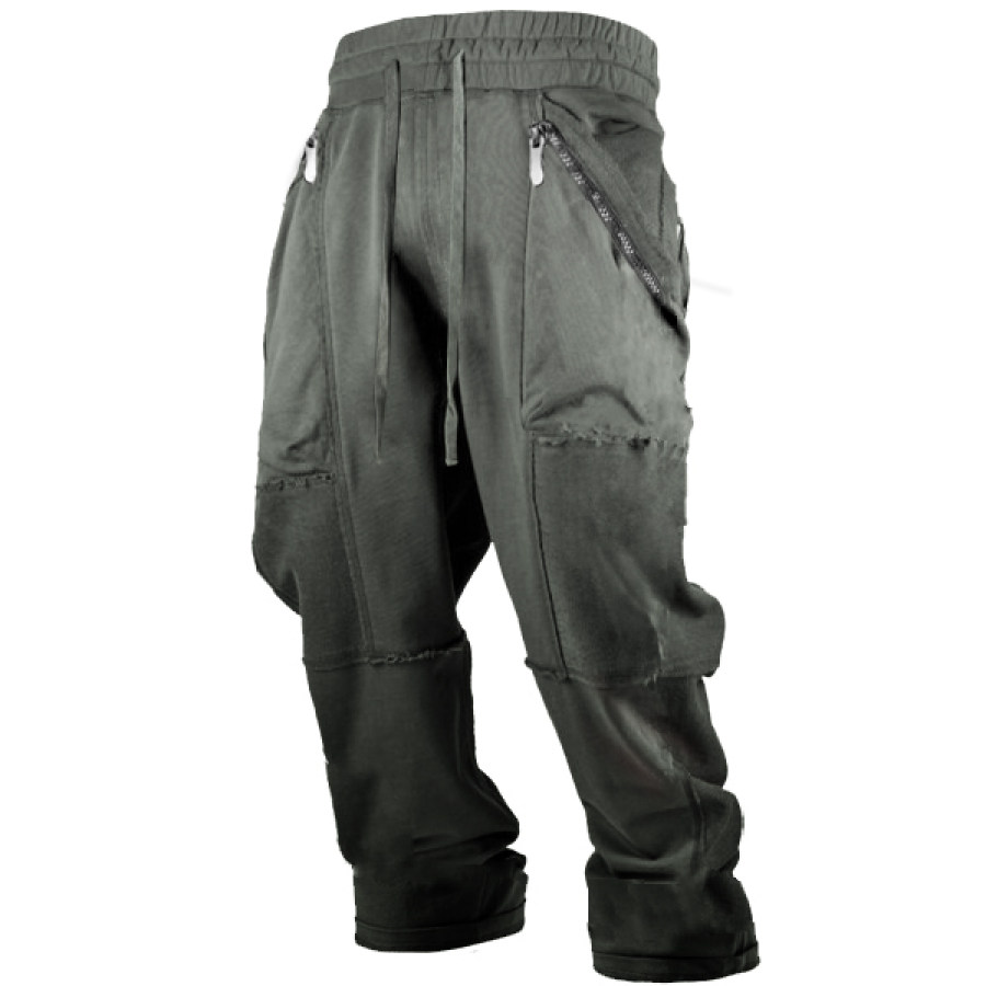 

Zippered Double Pocket Design Men's Outdoor Tactical Casual Drawstring Track Pants