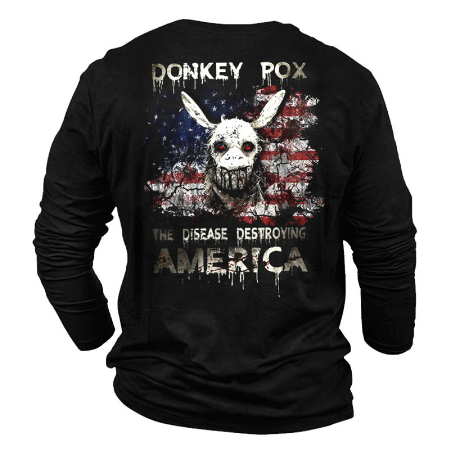 

Donkey Pox Men's Printed Long Sleeve Cotton T-Shirt