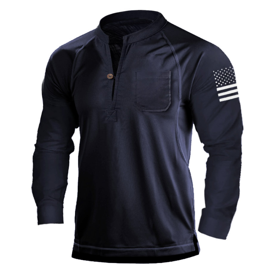 

Men's Outdoor Patchwork Pocket Stand Collar Polo Shirt