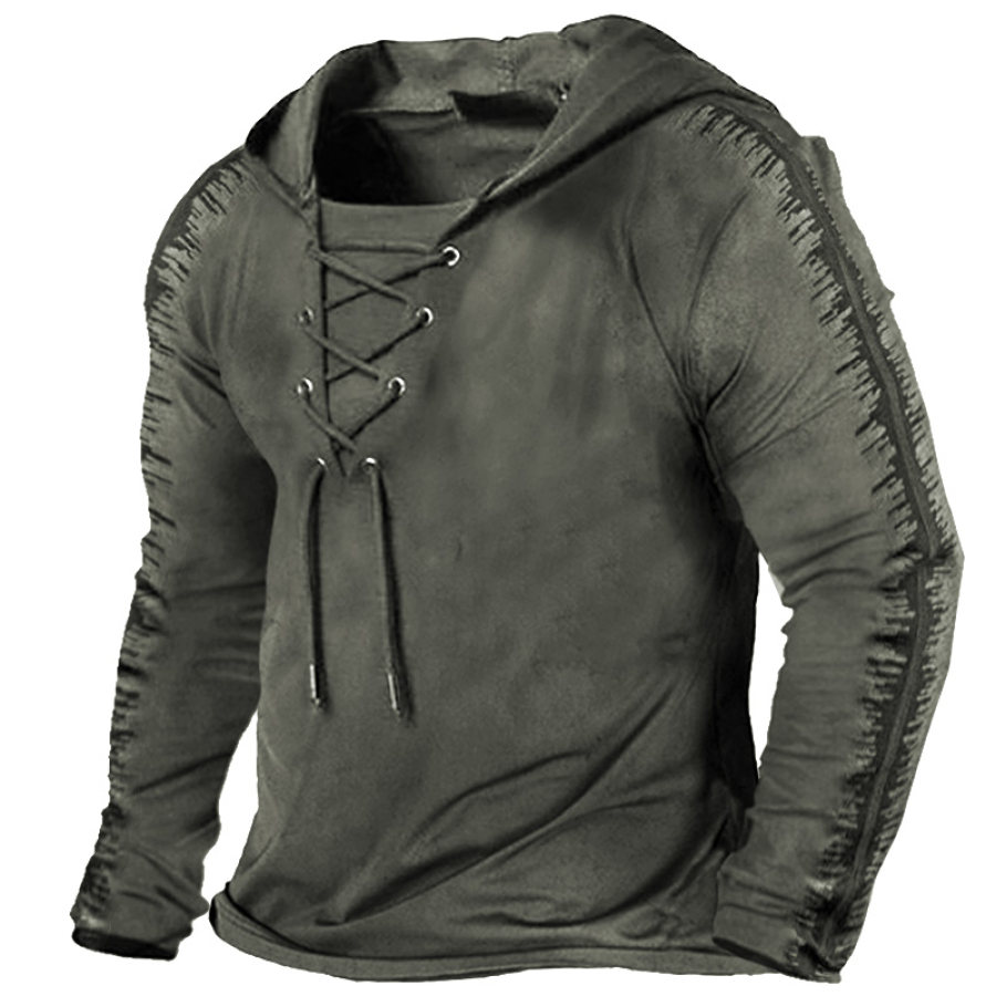 

Men's Outdoor Tactical Lace-Up Hooded Long Sleeve T-Shirt