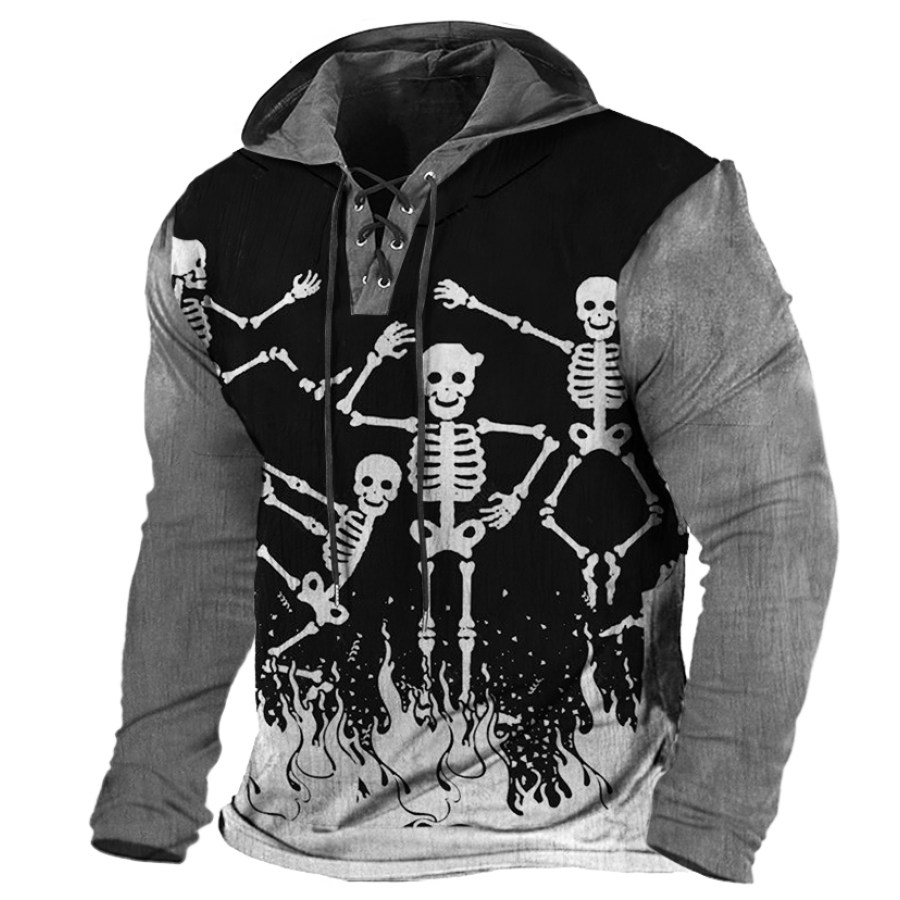

Men's Outdoor Skull Print Henley Long Sleeve Shirt