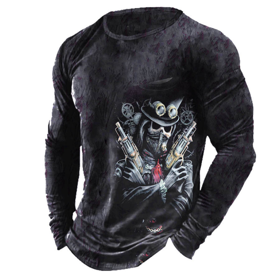 

Men's Outdoor Halloween Skull Print Long Sleeve Shirt