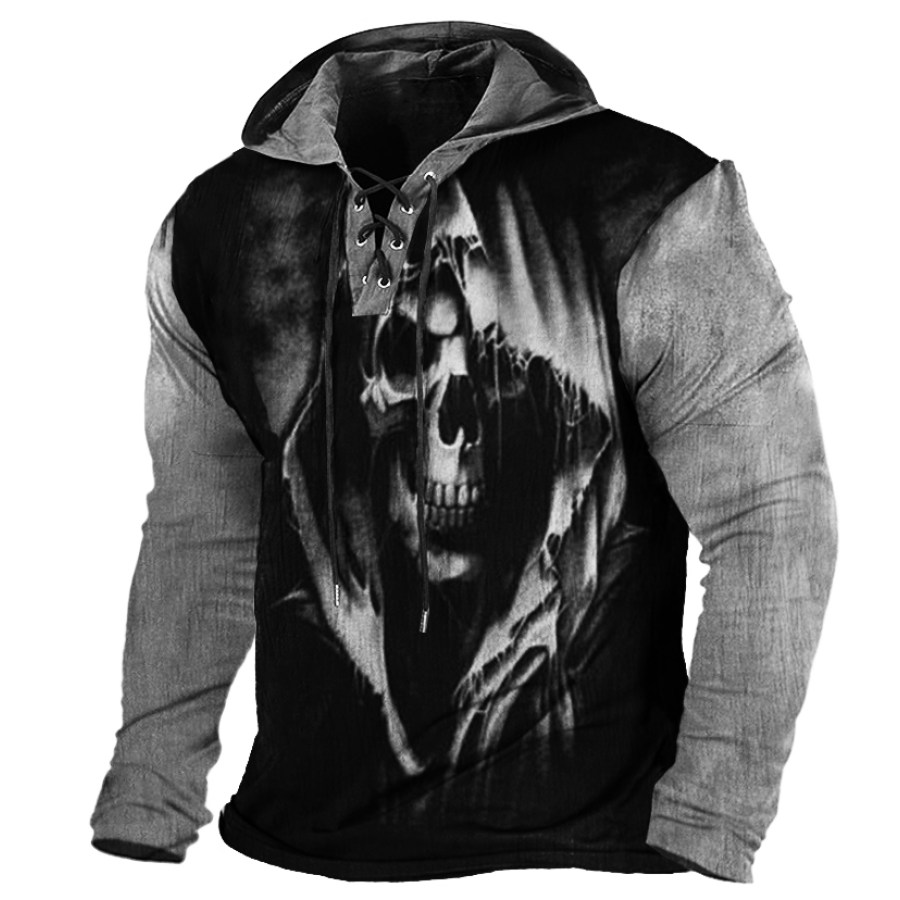 

Men's Outdoor Skull Print Henley Long Sleeve Shirt