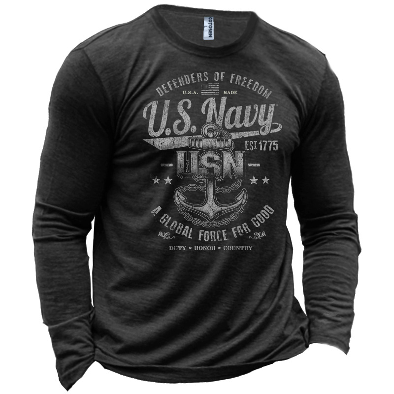 Men's Anchor Nautical Print Chic Cotton T-shirt
