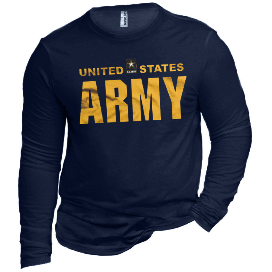 

Men's Military Letter Print Cotton T-Shirt