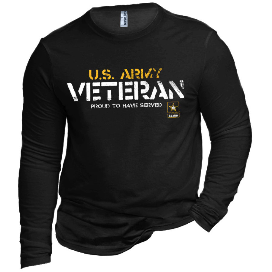 

Men's Military Veteran Letter Print Cotton T-Shirt
