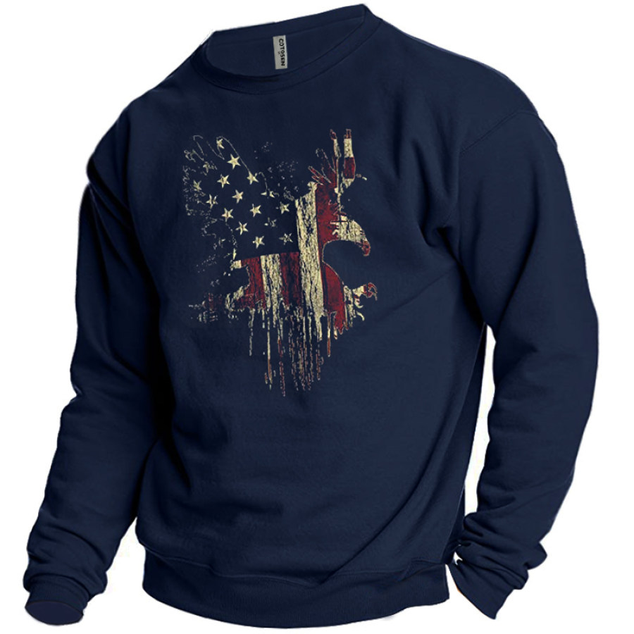 

Men's American Flag Eagle Print Sweatshirt