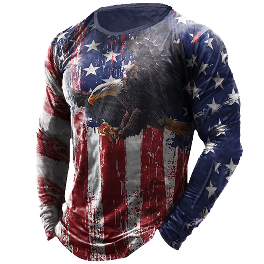 

Men's Eagle American Flag Print T-Shirt