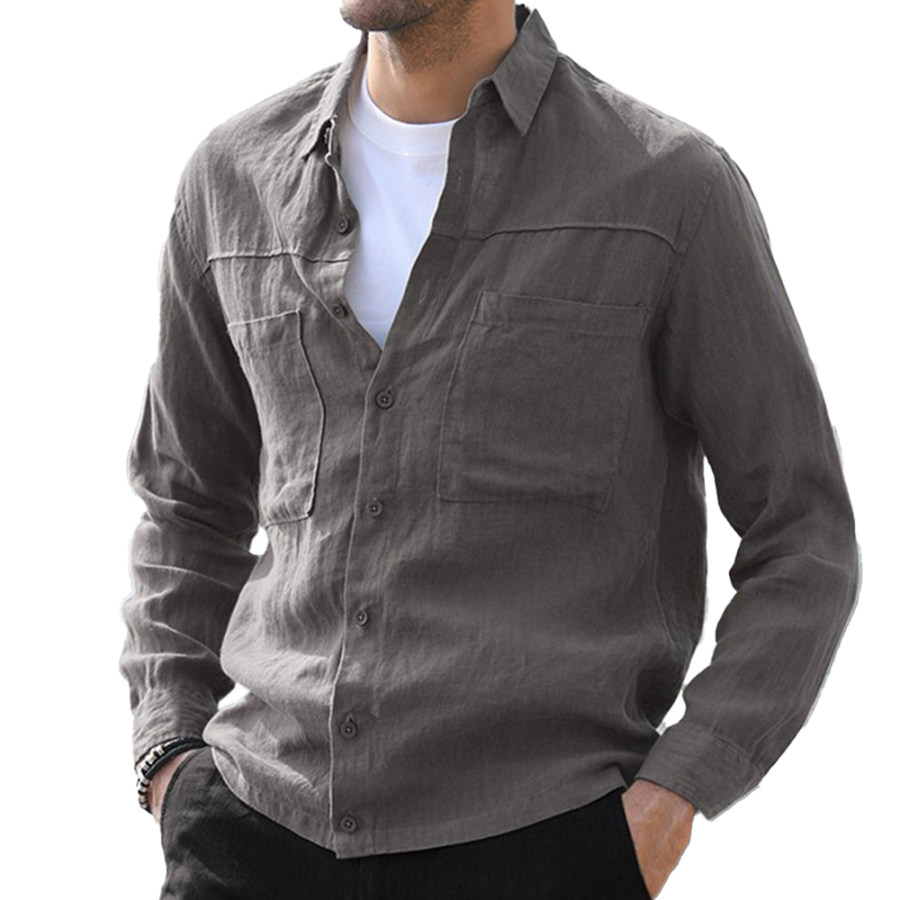 

Men's Outdoor Cotton Linen Long Sleeve Casual Shirt