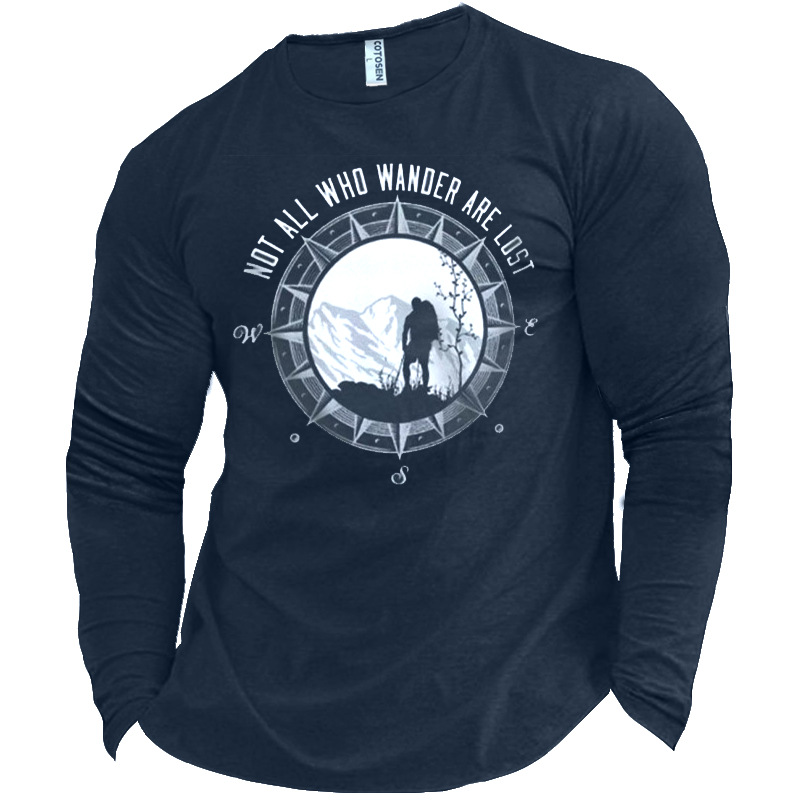 Not All Who Wander Chic Are Lost Men's Outdoor Travel Cotton T-shirt
