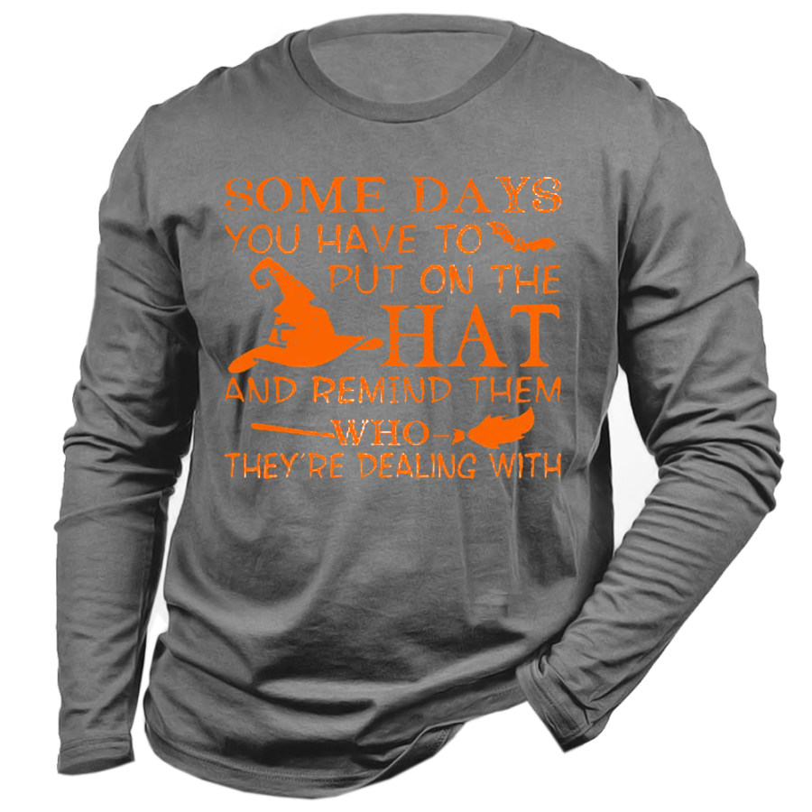 

Men's Funny Helloween Letters Print Casual Long Sleeve T-Shirt