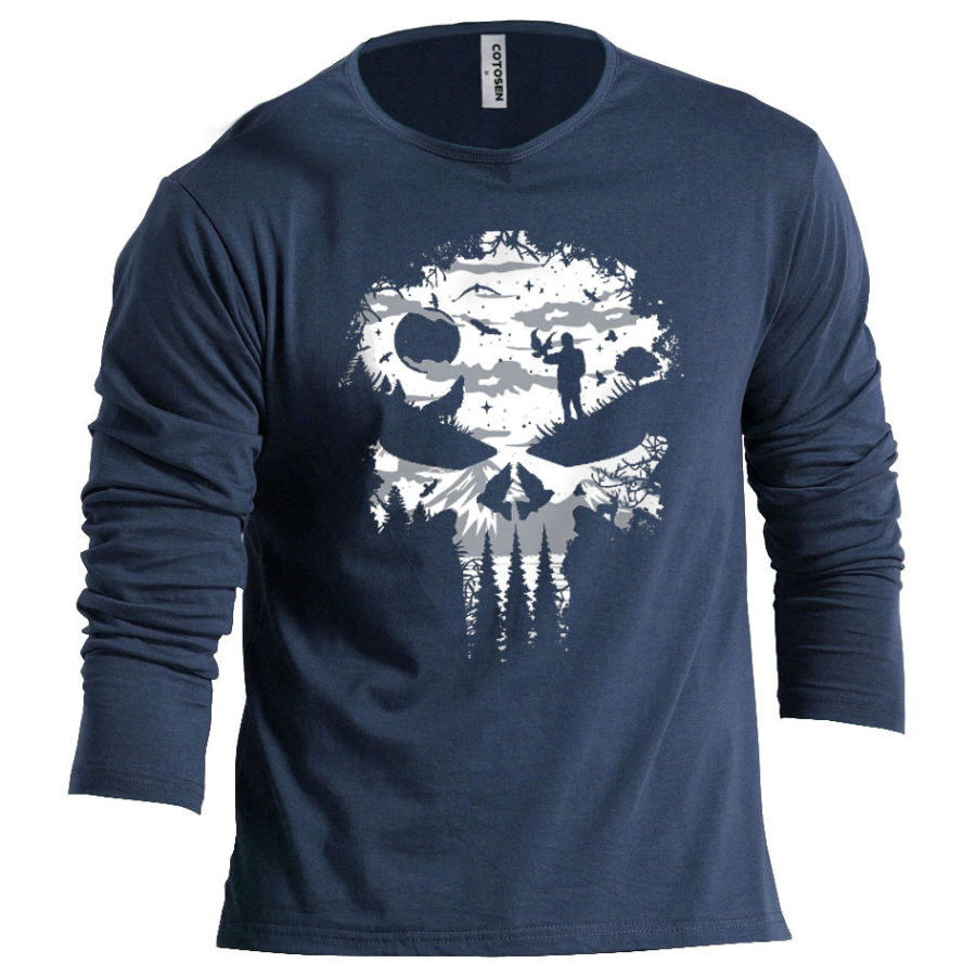 

Men's Nature Skull Cotton Long Sleeve T-Shirt