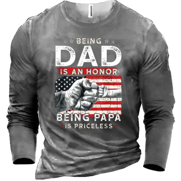 American Flag Being Dad Is An Being Papa Men's Cotton T-Shirt - Honeylop.chimpone.com 