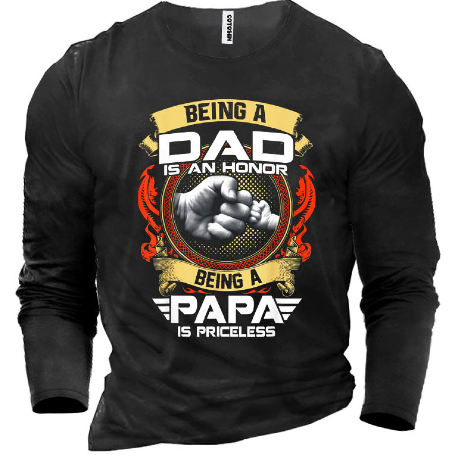 

Being A DAD Is An HONOR Being A PAPA Is Priceless Men's Cotton T-Shirt