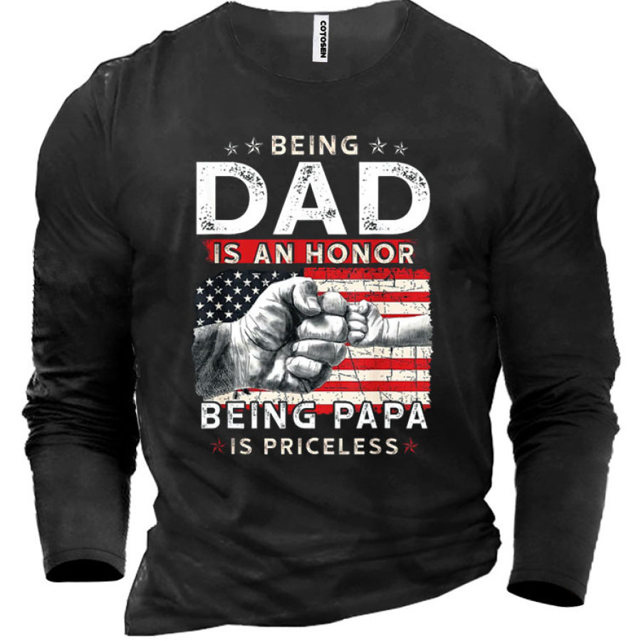 

American Flag Being Dad Is An Being Papa Men's Cotton T-Shirt