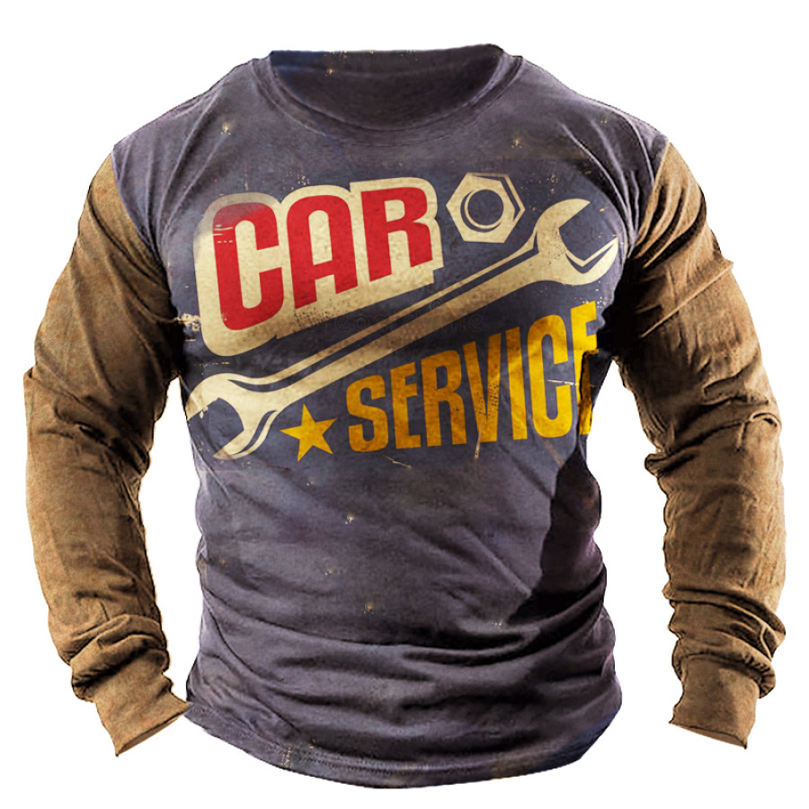 

Car Service Vintage Tin Sign Print Men Long Sleeve T-shirt