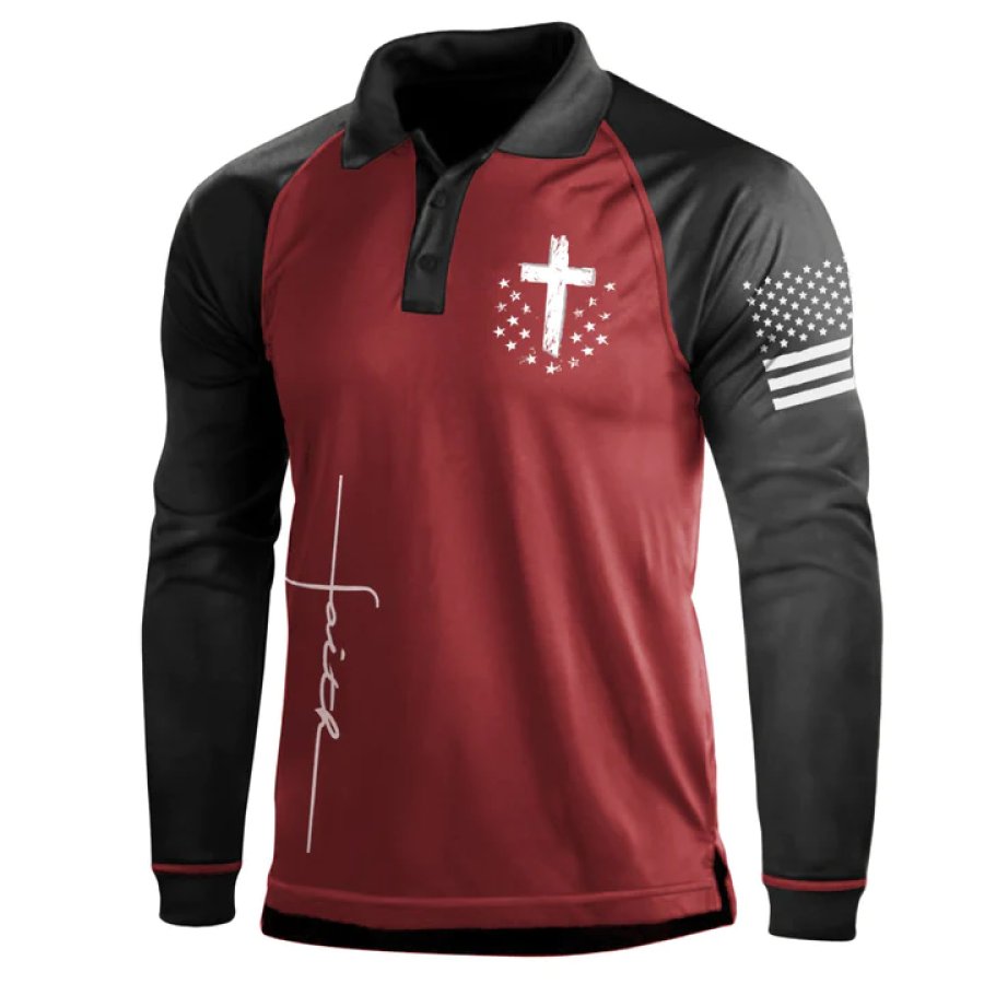 

Men's Outdoor Jesus Cross Long Sleeve Polo Shirt