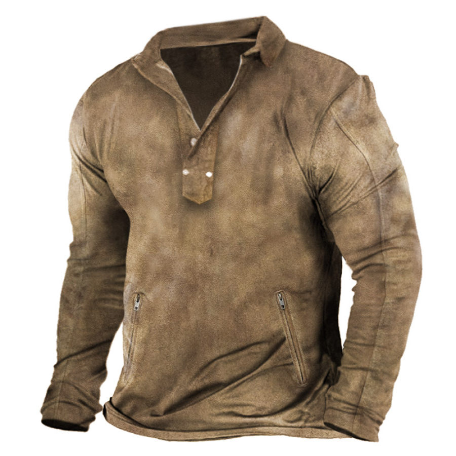 

Men's Vintage Outdoor Tactical Long Sleeve Polo Neck T-Shirt