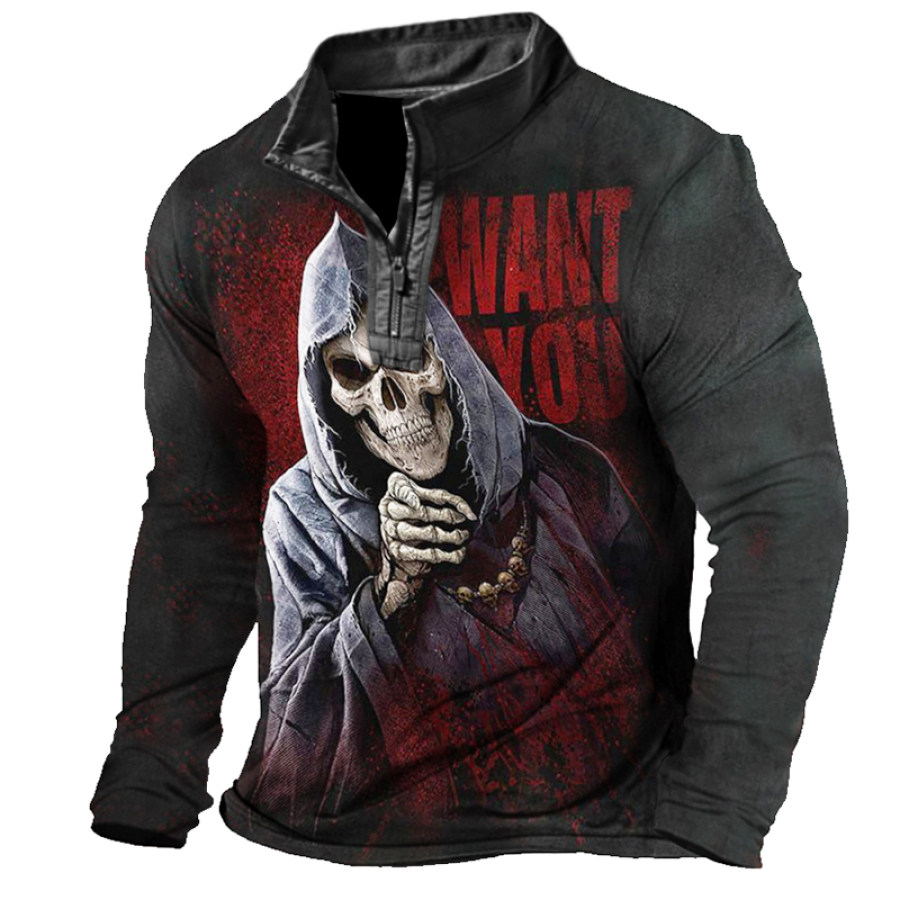 

Men's Halloween Skull Print Long Sleeve T-Shirt