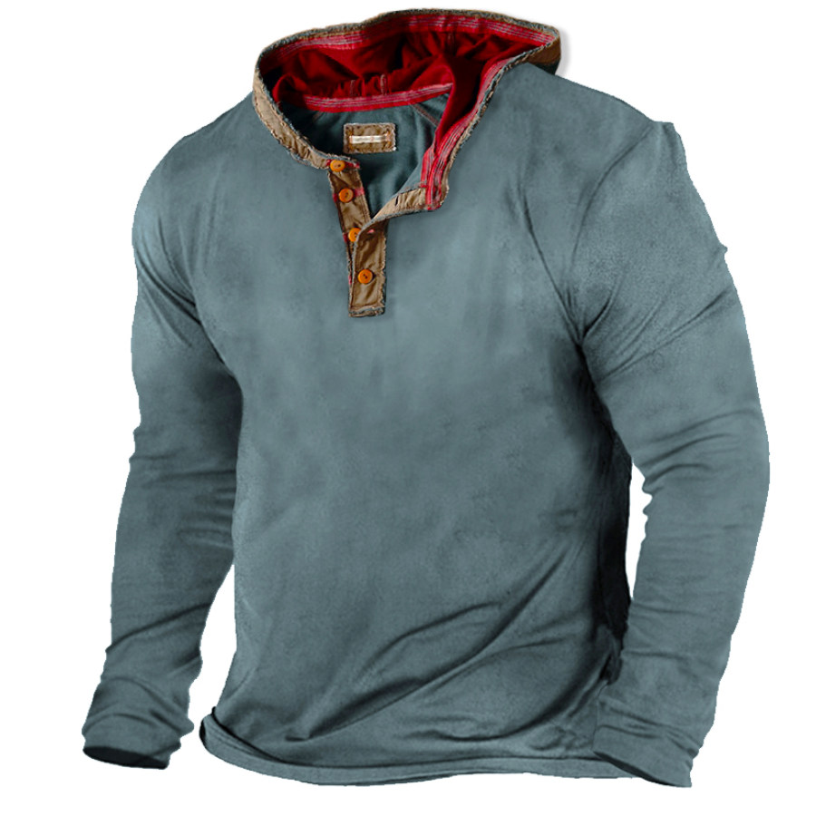 

Men's Vintage Print Hooded T-Shirt