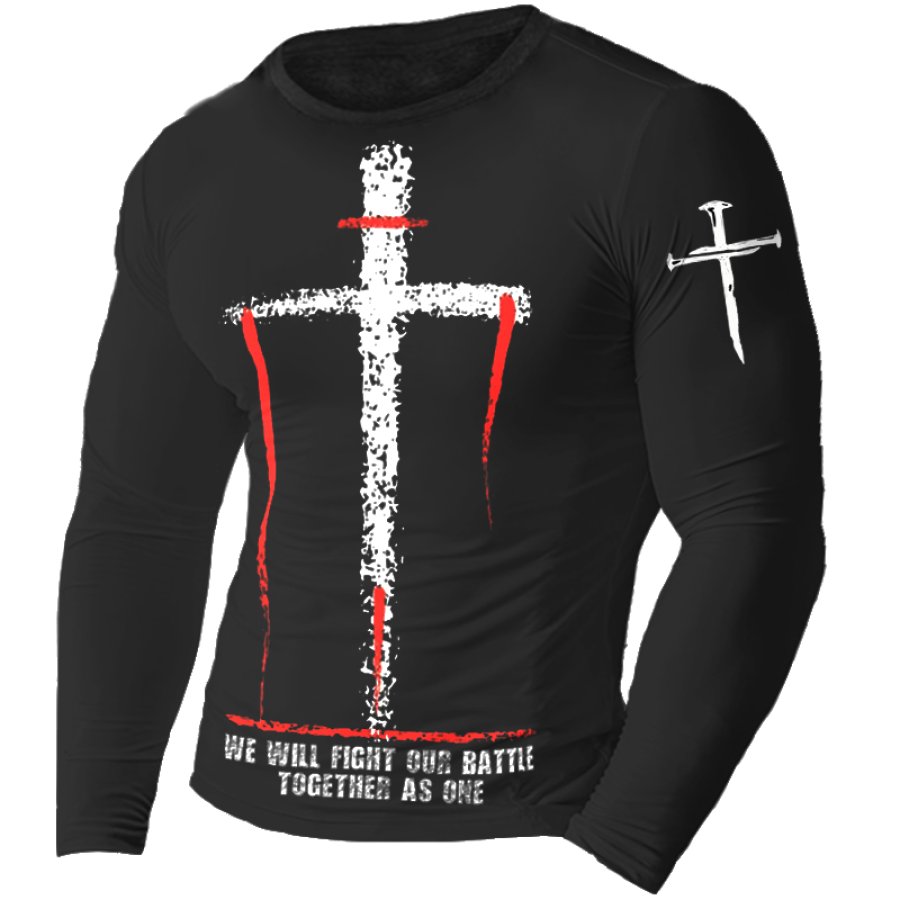 

We'll Fight Our Battle Together As One Men's Cross Graphic Print T-shirt