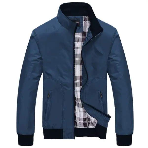 Men's Outdoor Stand Collar Baseball Bomber Jacket - Kalesafe.com 
