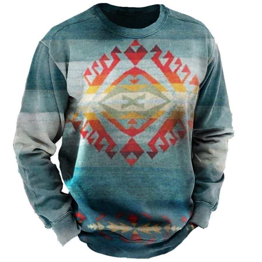 

Men's Vintage Print Ethnic Geometric Pattern Print Sweatshirt