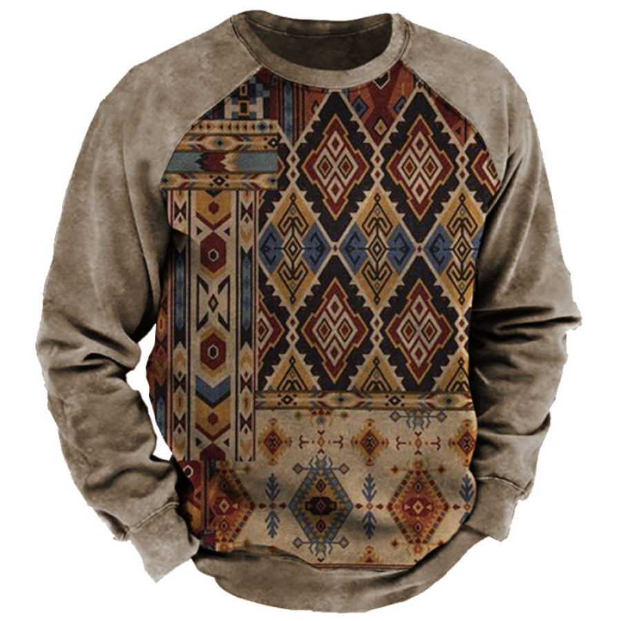 

Men's Vintage Ethnic Patchwork Pattern Print Sweatshirt