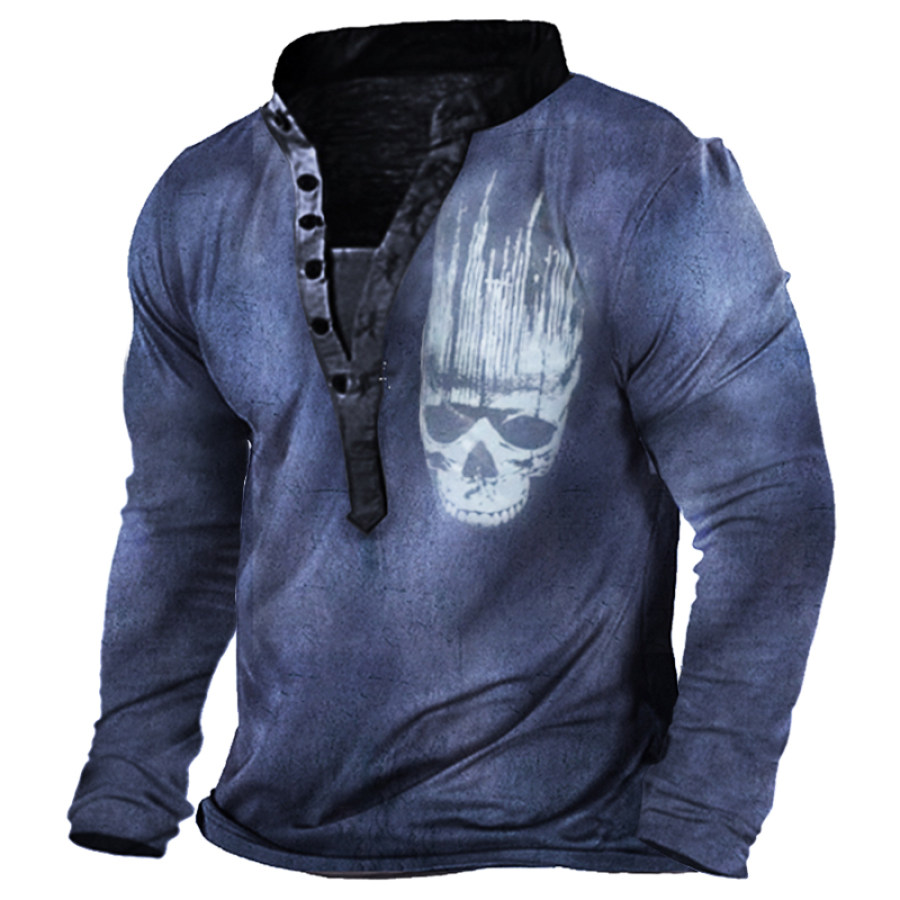 

Men's Outdoor Skull Print Long Sleeve T-Shirt